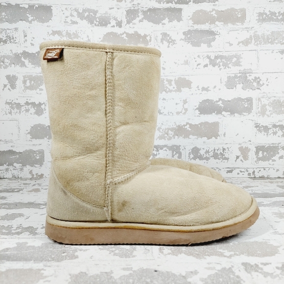 Lam Cream Suede Round Toe Fur Winter Boots V744 - Picture 5 of 12